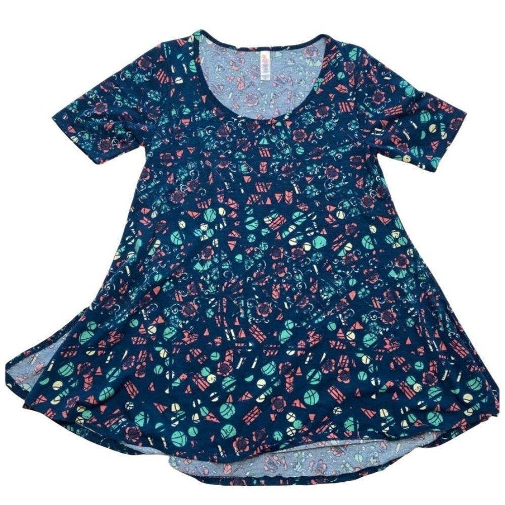 LuLaRoe Perfect T Dark Teal Pink Floral Top XS NEW